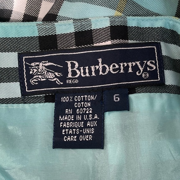 𝐁𝐮𝐫𝐛𝐞𝐫𝐫𝐲 Vintage Cotton Plaid Skirt Blue Size 6/Small - Picture 6 of 10